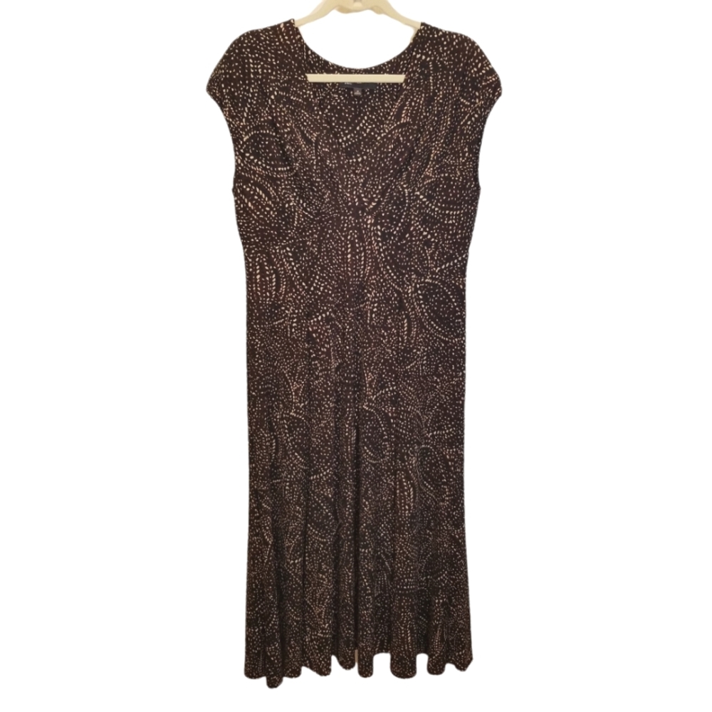 Jones New York dark brown and cream print dress - Picture 1 of 6